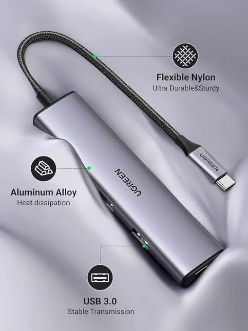 UGREEN Aluminium USB C Hub, 4 Ports USB C to USB 3.0 Hub, USB-C Multiport Splitter with 5Gbps Fast Transfer for PC Laptop MacBook Pro/Air iMac iPad Pro Surface, iPhone 15/15 Pro, Galaxy S24, and More