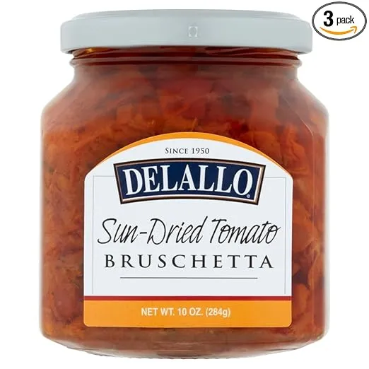 DeLallo Sun Dried Tomato Bruschetta, 10oz Jar, 3-Pack