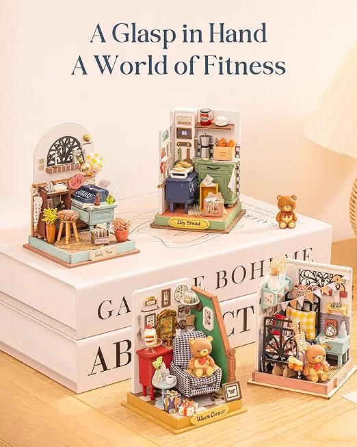 Rolife DIY Miniature Kit Mini Building Dollhouse Bedroom, Miniverse Lifestyle Mini Bookshelf Decoration, DIY Hobbies for Craftsman (Sweet Dream)