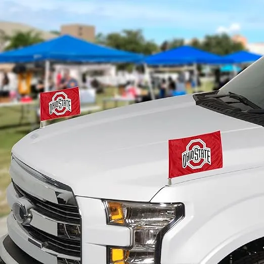 FANMATS 61922 Ohio State Buckeyes Ambassador Car Flags - 2 Pack Mini Auto Flags, 4in X 6in, Perfect for Hood or Trunk