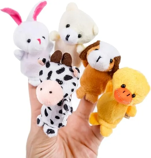 20pcs Different Cartoon Animal Finger Puppets Soft Velvet Dolls Props Toys Easter Basket Stuffers