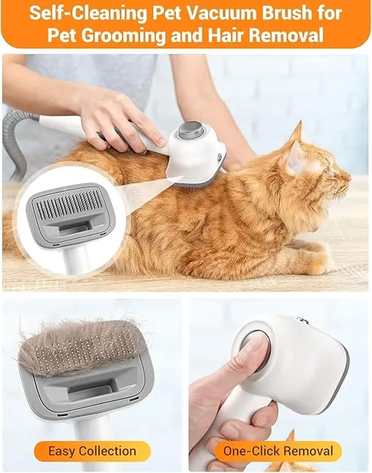 Pet Grooming Vacuum, 6 in 1 Dog Grooming Kit with 3 Suction Mode and Large Capacity Dust Cup, Dog Vacuum for Shedding Grooming and Pet Vacuum for Dog Hair at Home (White)
