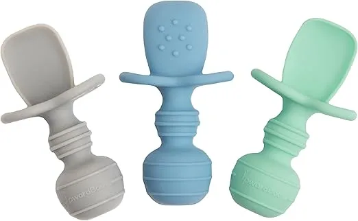 UpwardBaby Spoons Self Feeding Baby Utensils - Self Feeding Spoon with Anti Choke Barrier - Silicone Baby Spoons 4 Months - Silicone Baby Spoon - Baby Self Feeding Spoons - Baby Led Weaning Spoons