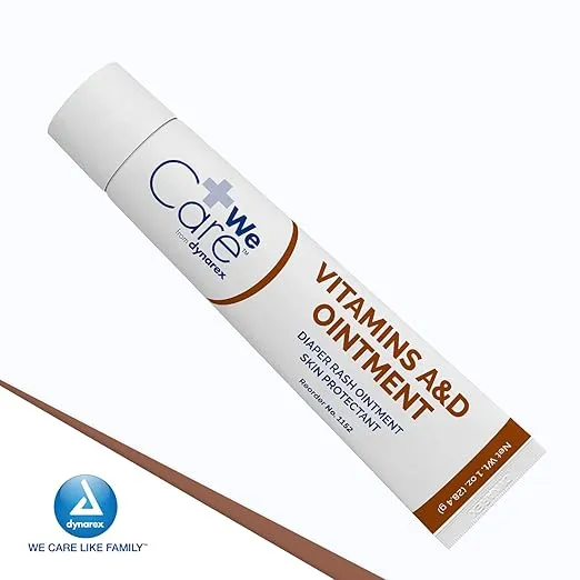 Dynarex Vitamins A & D Ointment, Ointment with Vitamin A and Vitamin D Helps Prevent & Treat Skin Irritation, Diaper Rash, White, 1 Count 1oz Tube