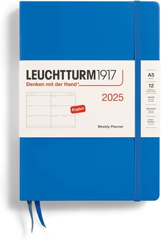 LEUCHTTURM1917 - Weekly Planner 2025, Hardcover, Medium (A5), Sky (Jan 1 - Dec 31, 2025)
