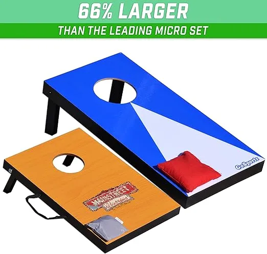 GoSports 2 ft x 1 ft Portable Size Cornhole Game Set with 6 Bean Bags - Great for Indoor & Outdoor Play (Choose Between Classic or Wood Designs)