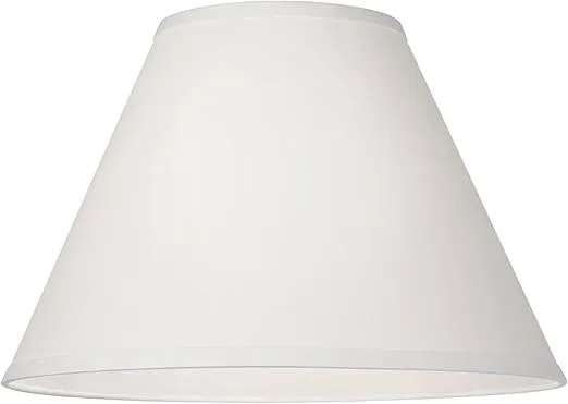 Set of 2 Antique White Linen Medium Empire Lamp Shades 6.5" Top x 15" Bottom x 10.75" High (Spider) Replacement with Harp and Finial - Springcrest