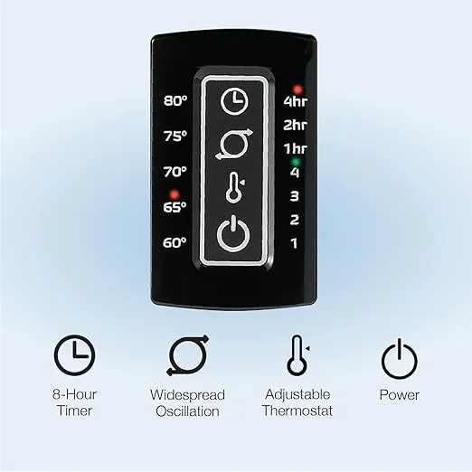 Lasko Oscillating Pedestal Fan, Thermostat, Adjustable Height, Remote Control, Timer, 4 Speeds, for Bedroom, Living Room, Office & Dorm, 16", Black, S16612