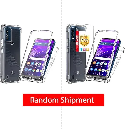 TJS Compatible for BLU View Speed 5G B1550VL Case, with [Tempered Glass Screen Protector], Full-Body Drop Protector Shockproof Rugged Bumper Cover Hybrid Phone Case (Clear)
