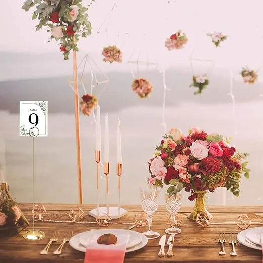 HOHIYA 12 Pcs Table Number Holders 12 Inch Place Card Holder Stands Brass Gold Tall for Photos Food Signs Memo Notes Weddings Restaurants Birthdays Party Taiwan Made