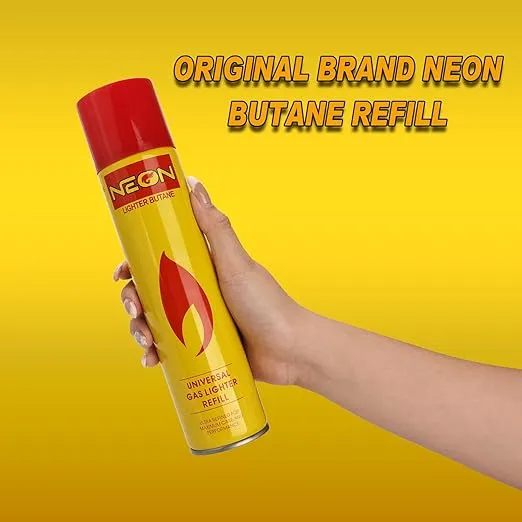Neon Lighter Gas Refill Butane Universal Fuel Ultra Refined 300ml 10.14Oz