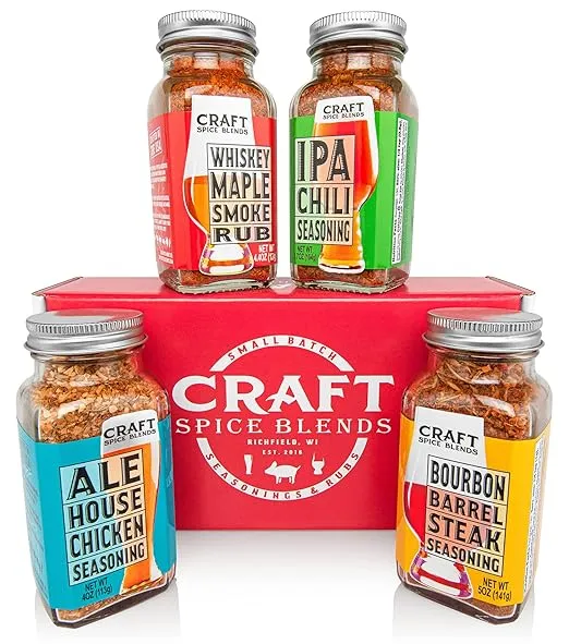 Craft Spice Blends Grilling Seasoning & Rub 4-Pack Gift Set, Ultimate Grilling Gift - Smoking, BBQ, Grilling and More, Cooking Gifts for Christmas, All Natural, Crafted in the USA