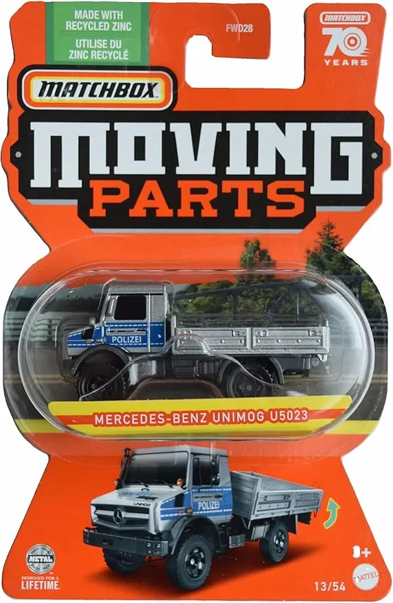 Matchbox Mercedes Benz Unimog U5023, Moving Parts 13/54 [Silver/Blue]