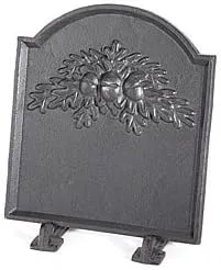 Plow & Hearth Exclusive Oak Leaf Design Cast Iron Fireback | 17-3/4W x 1D x 19-3/4H | Enhances Heat | Protects Firebox | Durable Black Finish