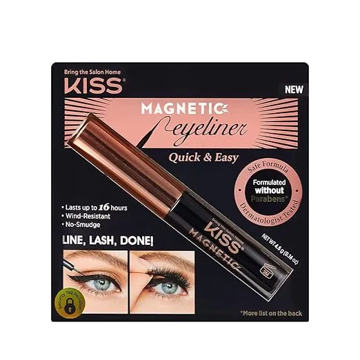 KISS Magnetic, Magnetic Eyeliner, Smudge Proof, Works Magnetic Lashes, Includes 1 Magnetic Lash Eyeliner, Long Lasting Wear, Can Be Used With Strip Lashes And Lash Clusters