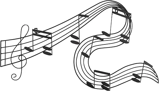 Deco 79 Metal Musical Notes Home Wall Decor Notes Wall Sculpture, Wall Art 33" x 1" x 19", Black