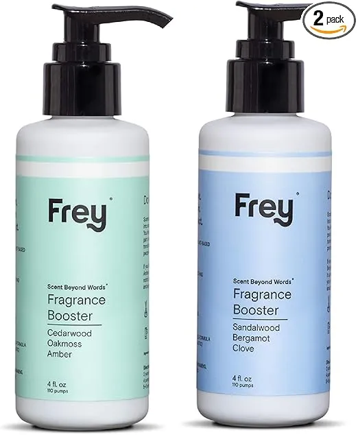 FREY In-Wash Laundry Scent Boosters - Fragrance Booster & Fabric Smell Deodorizer | Odor Eliminator for Fresh Scented Clothes | Cedarwood & Sandalwood Scents| 4 oz Bottle | Pack of 2