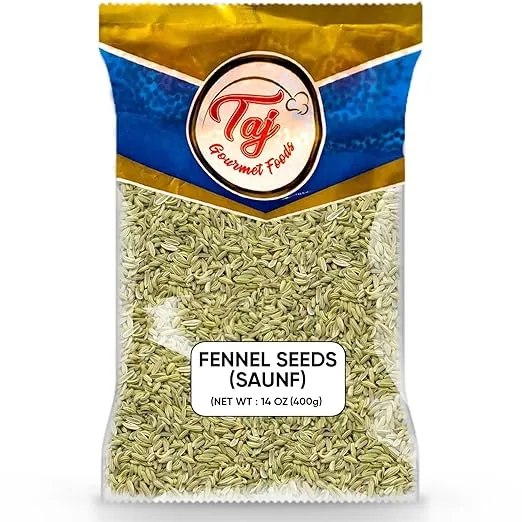 TAJ Fennel Seeds (Saunf), Whole Saunf, 14 Ounce