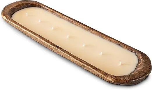 Wooden Dough Bowl Candle 20 Inch, Farmhouse Dough Bowl Candle, Table Centerpiece Wooden Dough Bowl Soy Candle, Wooden Bowl Candle Boat Wooden Candle Bowl, Bread Bowl Candle, Farmhouse Candle