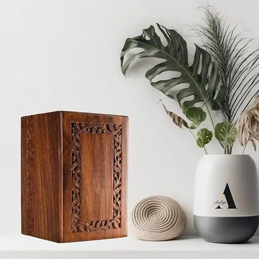 Rosewood Cremation Urn for Human Ashes Adult Male Female - Decorative Urns for Men Women - Large Burial Urn for Adults