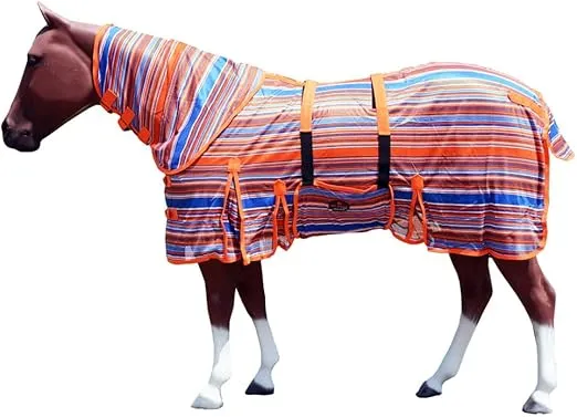 HILASON 78 in Horse Fly Sheet with Neck Cover Ultra Violet Rays Protect Mesh Bug Mosquito Summer Spring | Fly Sheet