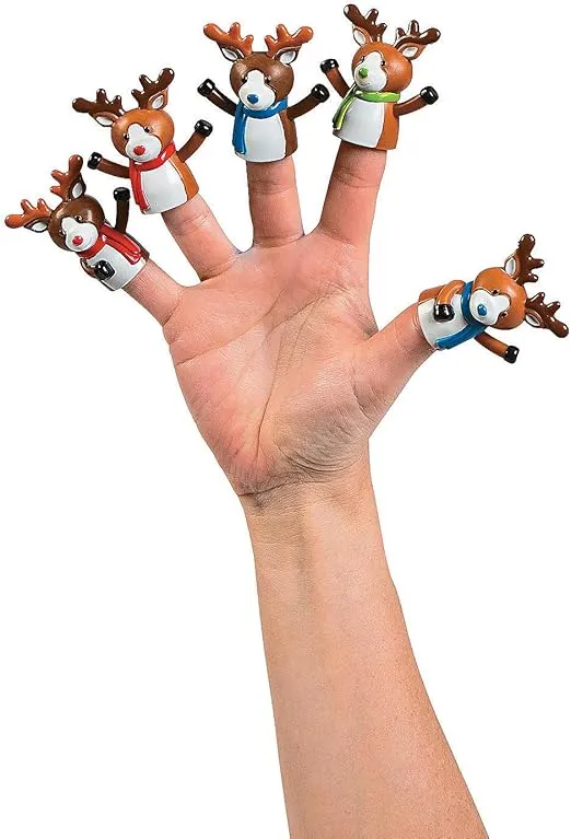 Reindeer Finger Puppets (Set of 24) Christmas Toys