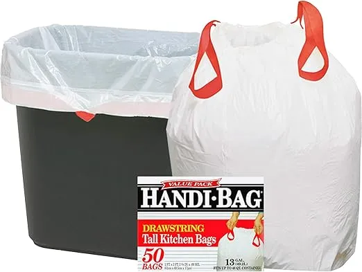 drawstring tall kitchen bags, 13 Gallon, 61cm*69.5cm, 50/Box