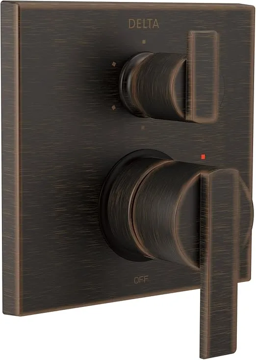 DELTA FAUCET T24967-RB, Venetian Bronze Ara Angular Modern Monitor 14 Series Valve Trim with 6-Setting Integrated Diverter