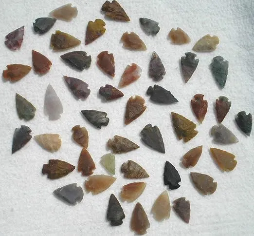 Set Of 50 Indian Arrowheads Agate New Replica 1/2 " - 1 1/2 " L