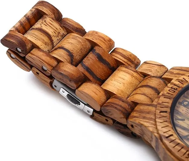 BEWELL ZS-W086B Wooden Watch Men Gifts Handmade Date Display Quartz Movement Analog Lightweight Wood Wrist Watches