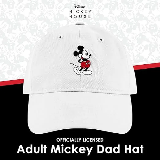 Concept One Disney Mickey Mouse Embroidered Cotton Adjustable Dad Hat with Curved Brim