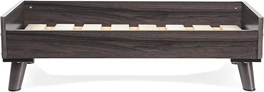 Furhaven Elevated Dog Bed Frame for 36" x 27" Large Dog Beds, Easy Assembly - Mid-Century Modern Bed Frame - Gray Wash, Large