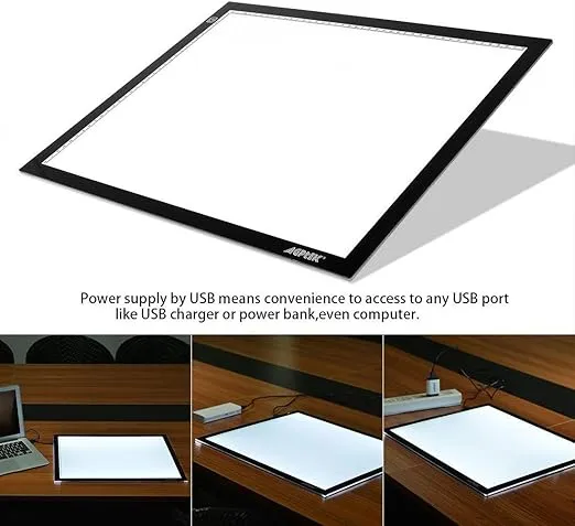 A3 Light Box, AGPtek LED Artcraft Tracing Light Pad Ultra-Thin USB Power Cable Dimmable Brightness Tatoo Pad Animation, Sketching, Designing, Stencilling X-ray Viewing W/USB Adapter (PSE Approval)