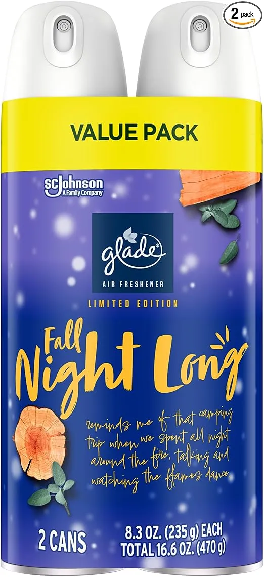 Glade Air Freshener Room Spray, Fall Night Long, 8.3 oz, Limited Edition Scent, 2 Count