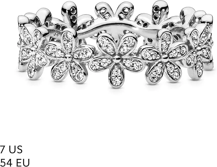 PANDORA Daisy Flower Ring - Sterling Silver Ring for Women - Gift for Her - Sterling Silver with Clear Cubic Zirconia