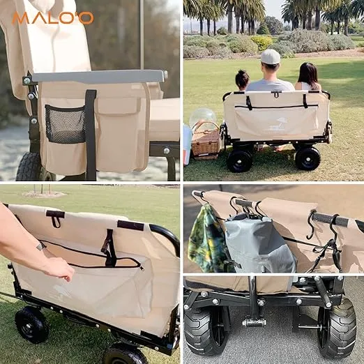 The Lounge Wagon – The Only Wagon That Converts into a 2-Person Chair - 3-in1 cart - Included Cargo net- Ultimate Beach Wagons– Beach Chairs for Adults – Sports Wagon(Umbrella Sold Separately)