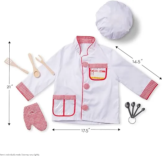 Melissa & Doug Chef Role Play Costume Set With Accessories - Pretend Chef Outfit For Kids Ages 3+