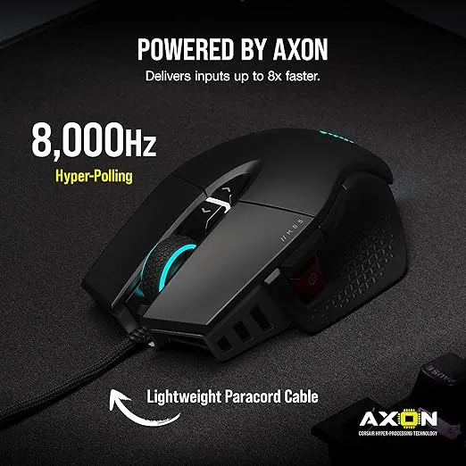 Corsair M65 RGB Ultra Tunable FPS Gaming Mouse Marksman 26,000 DPI Optical Sensor, Optical Switches, AXON Hyper-Processing Technology, Sensor Fusion Control, Tunable Weight System - Black
