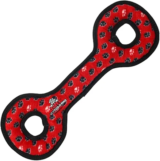 TUFFY® - World's Tuffest Soft Dog Toy® - Ultimate Tug-O-War - Squeakers - Multiple Layers. Made Durable, Strong & Tough. Interactive Play (Tug, Toss & Fetch). Machine Washable & Floats. (Red Paw)