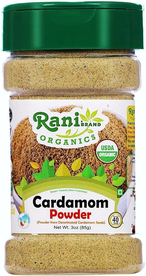 Rani Organic Cardamom (Elachi) Ground, Powder Indian Spice 3oz (85g) PET Jar ~ All Natural | Vegan | Gluten Friendly | NON-GMO | Indian Origin | USDA Certified Organic