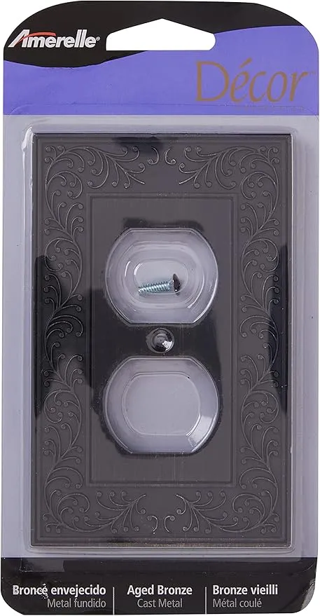 Amerelle 43DVB English Garden Wallplate, 1 Duplex, Aged Bronze