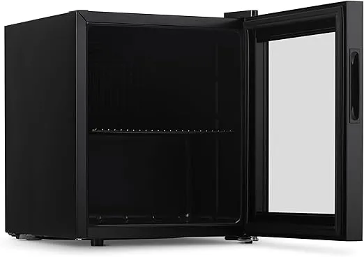 NewAir Beverage Fridge and Cooler with Reversible Glass Door, 60 Can Freestanding Mini Fridge in Black with Door Alarm, Perfect for Work from Home Station, Dorms, and More