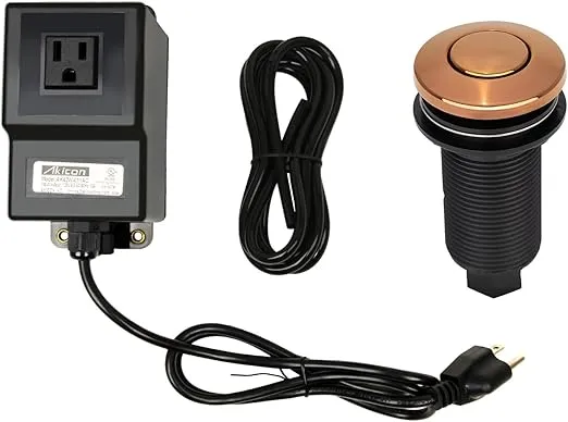 Akicon Rose Gold Garbage Disposal Kitchen Air Switch Kit, Single Outlet Sink Top/Counter Top Waste Disposal On/Off Switch Kit, 2-1/2'' Max Countertop Thickness - Akicon