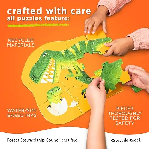 Crocodile Creek 36-Piece Jigsaw Floor Puzzle - Fun Floor Puzzles for Kids Ages 3-5 - Heavy-Duty Shaped Box for Storage - Over The Rainbow - 27" W x 20" H Finished