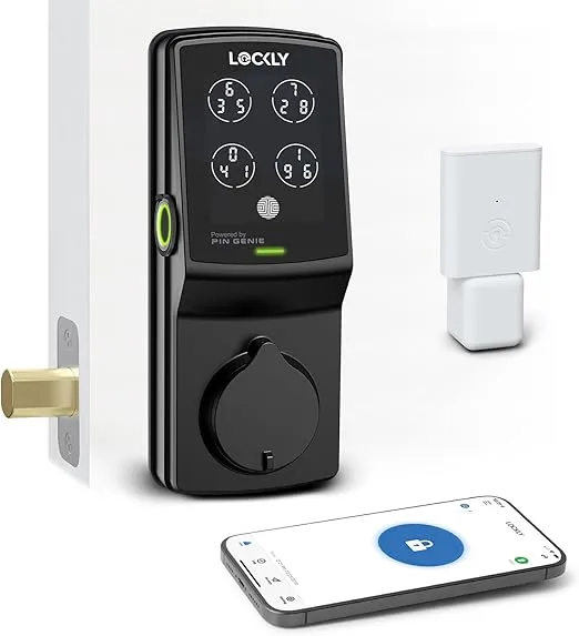 Lockly Secure Pro, Wi-Fi Smart Deadbolt, Keyless Entry Door Lock, PIN Genie® Keypad, 3D Biometric Fingerprint Sensor, Auto Lock - Matte Black (PGD728WYMB) - Left Fingerprint Edition