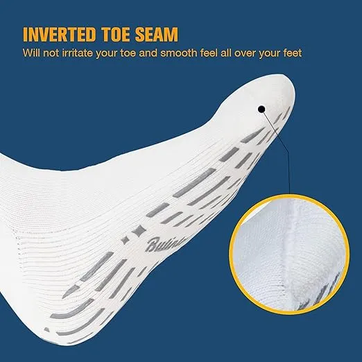 Bulinlulu Extra Width Socks for Swollen Feet-4 Pairs Hospital Grip Socks,Bariatric Socks,Diabetic Socks for Women Men 13-15