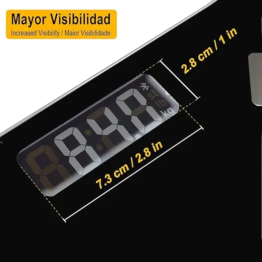 RHINO Smart Scale for Body Weight, High Precision, Bluetooth, Fitdays App, iOS and Android, Bathroom Wireless Machine for Fat, Muscle, BMI, 14 Body Indicators, 400lb (Black)