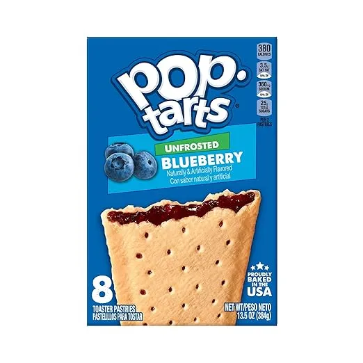 Pop-Tarts Toaster Pastries, Breakfast Food and Kids Snacks, Unfrosted Blueberry, 10.15lb Case (96 Pop-Tarts)