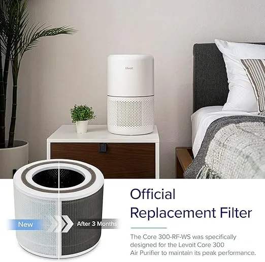 LEVOIT Core 300-P Air Purifier Smoke Remover Replacement Filter, 4-in-1 Filter, Efficiency Activated Carbon, Core 300-RF-SR, 1 Pack, Blue
