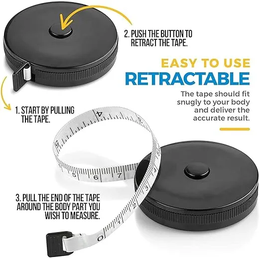 Tape Measure for Body Measuring Tape - (Pack of 4) Dual Sided Inch and CM, Portable, Retractable Soft Ruler Tool for Measurements Body Fat, Fitness Sewing and Accurate Body Fat Calculator